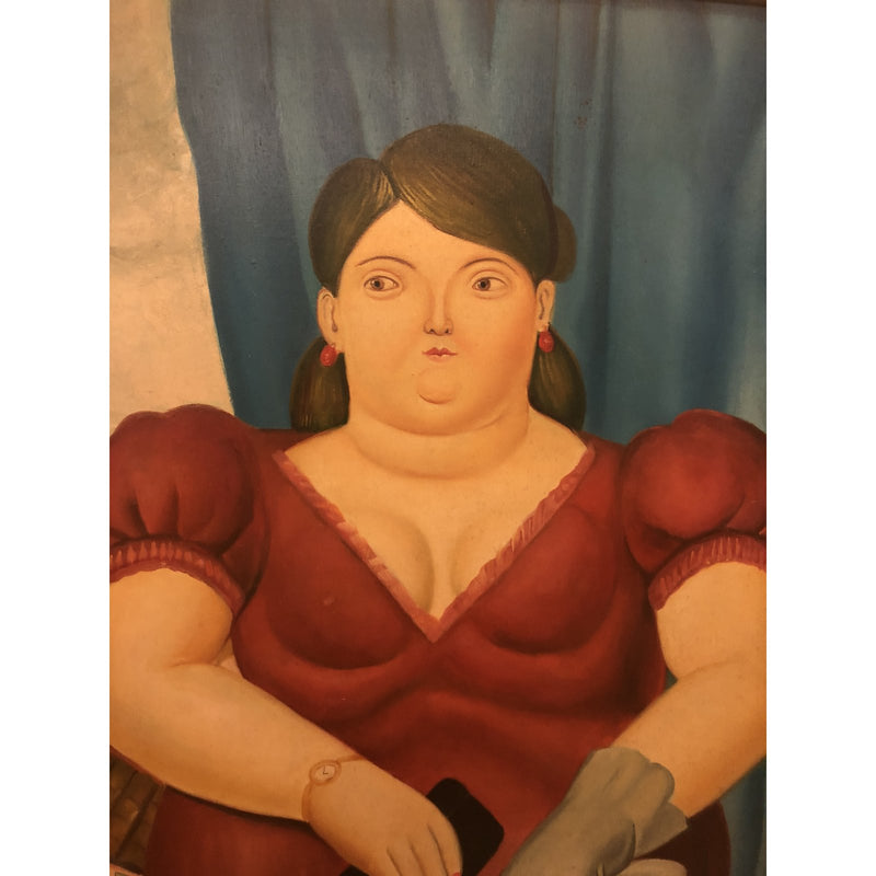 1980s Oil on Canvas Female Portrait Painting