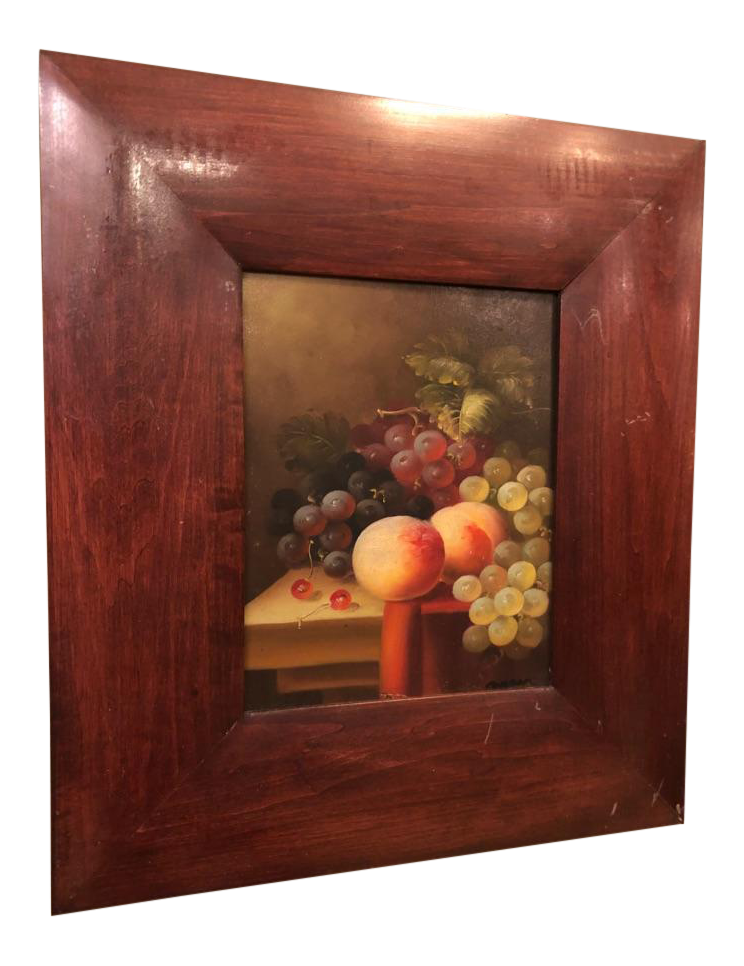 1980s Oil on Canvas Fruits on Table Still Life Painting