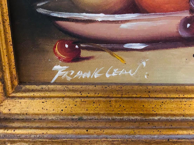 1990s Oil on Canvas Still Life With Fruit Signed Painting