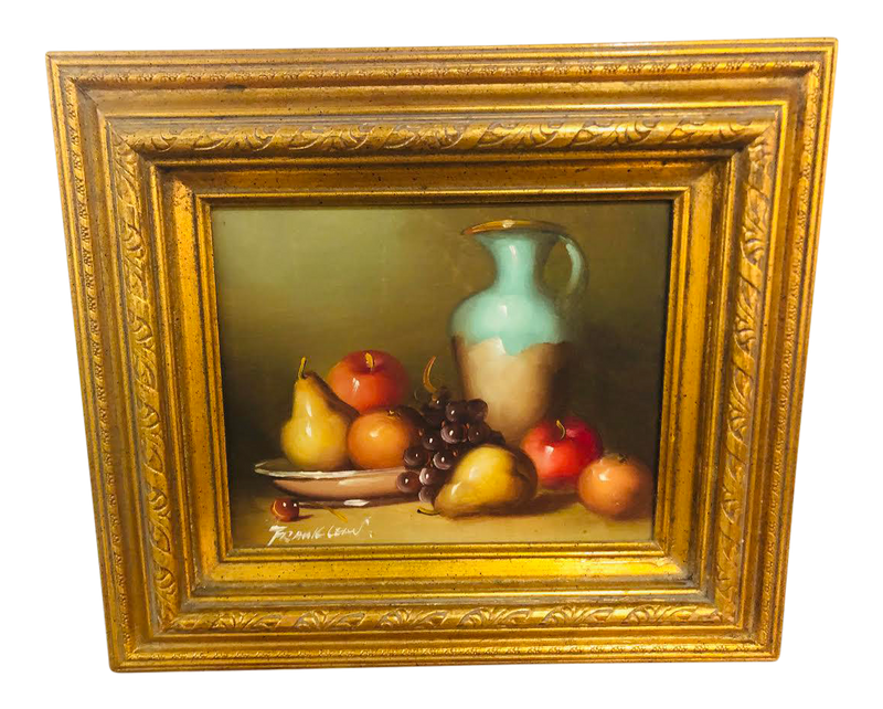 1990s Oil on Canvas Still Life With Fruit Signed Painting