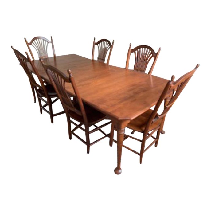 1990s Traditional Nichols and Stone Antique Dining Set - 9 Pieces
