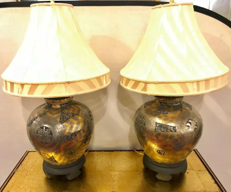 Frederick Cooper Pair of Table Lamps in Ginger Jar Form