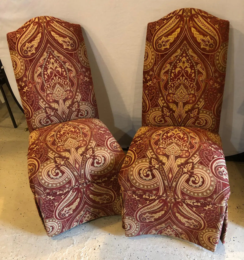 Drexel Heritage Side Chair in Burgundy & a Fine Upholstery, a Pair