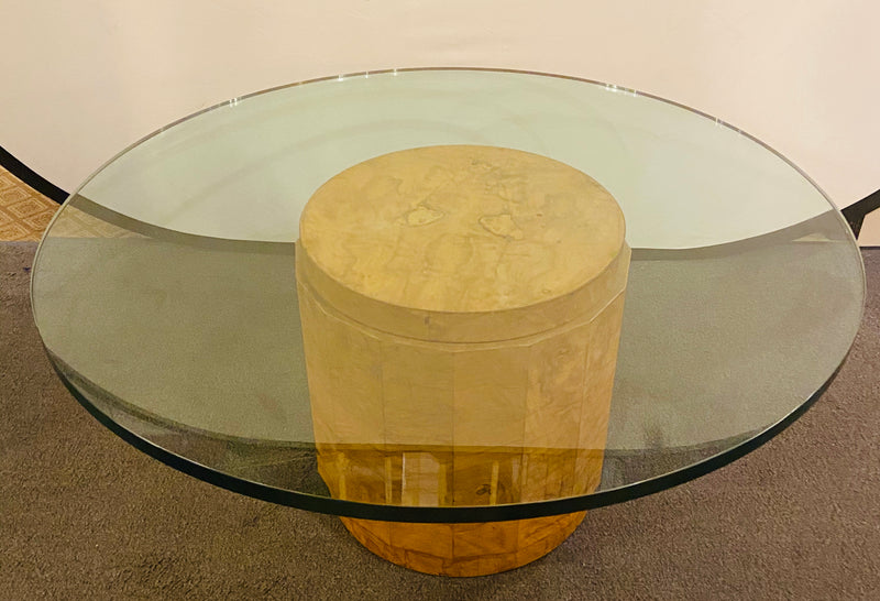 Edward Wormley for Dunbar Glass and Olive Burl Wood Low Table