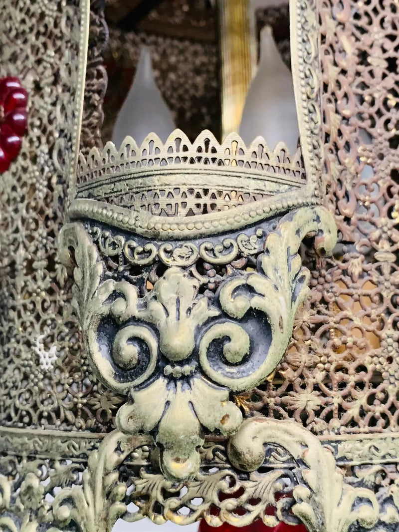 1970s Oriental Style Gilt Metal Lantern or Pendant