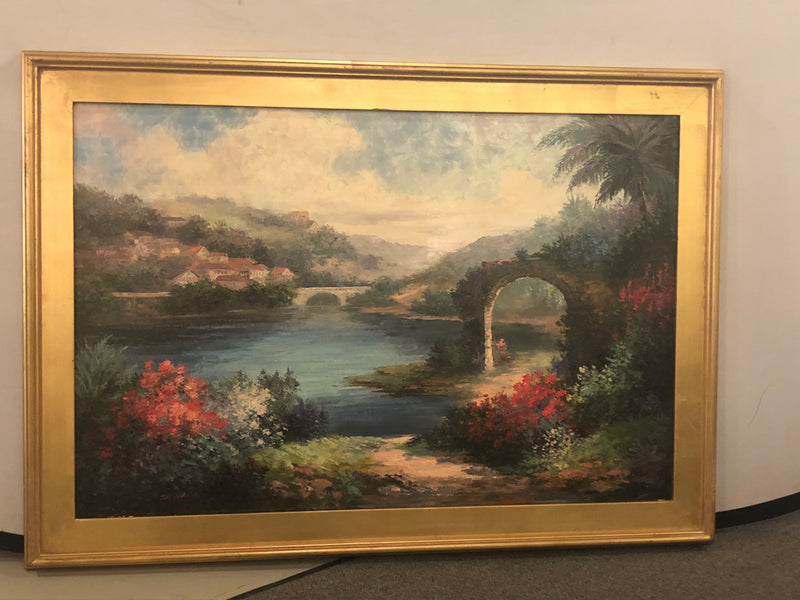 Landscape Painting in Wooden Frame