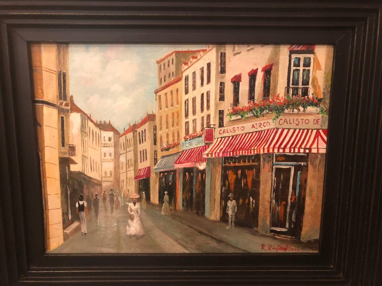 Pair of Oil on Canvas Parisian Street Scenes Signed R. Roywilsens