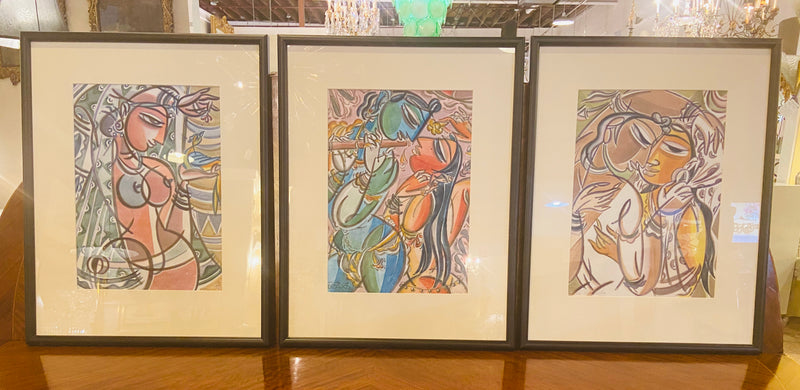 A Group of Three Picasso Style Prints, Framed and Matted