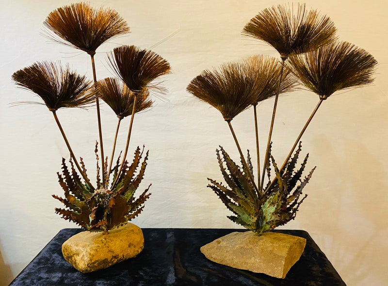 Pair John Steck 1960's Tabletop Sculptures from Steck's Desert Flower Collection