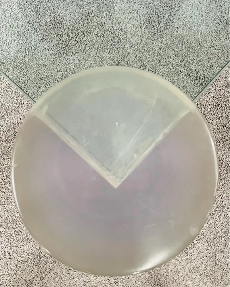 Triangle Lucite and Glass Coffee Table In the Manner of Karl Springer
