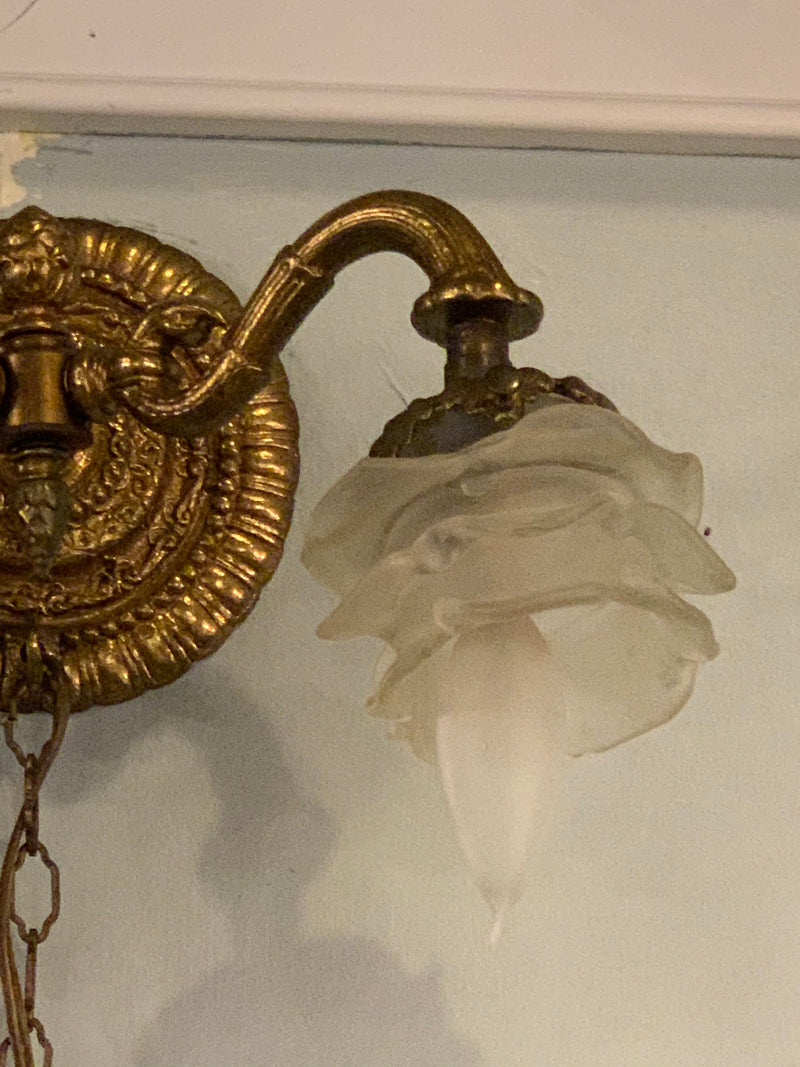 Louis XV Style Brass Double Globe Wall Sconce