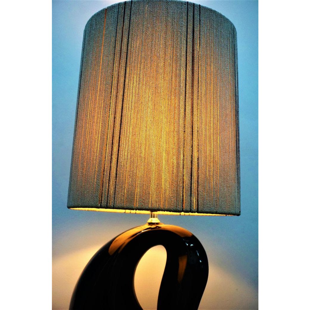 Open Base Lamp Art Deco Black Open Base Table Lamp & Off-White Lampshade – 1st Source ...