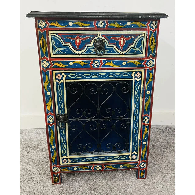 Hand Painted Moroccan Side Table Nightstand