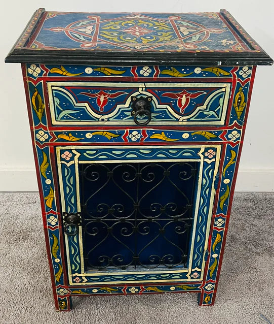 Hand Painted Moroccan Side Table Nightstand