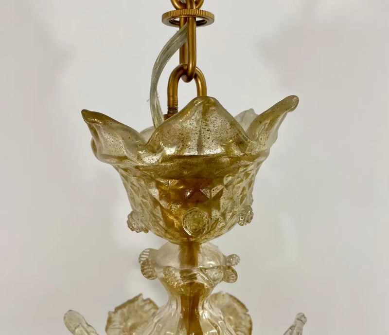 Gold Dust Murano Daffodil Chandelier, 6 Arms