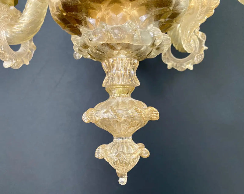 Gold Dust Murano Daffodil Chandelier, 6 Arms