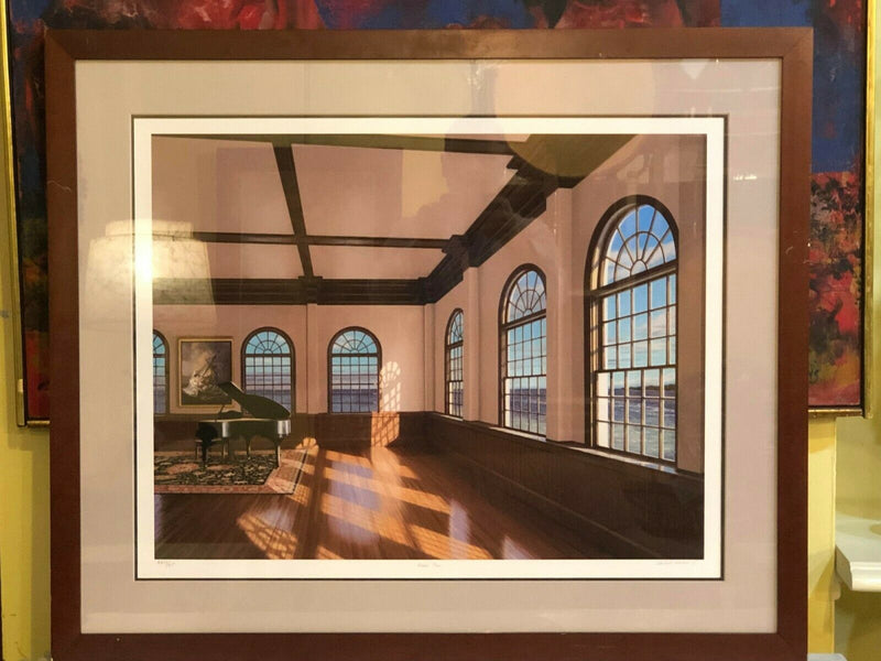 The Music Pier in a Mahogany Frame Signed Edward Gordon