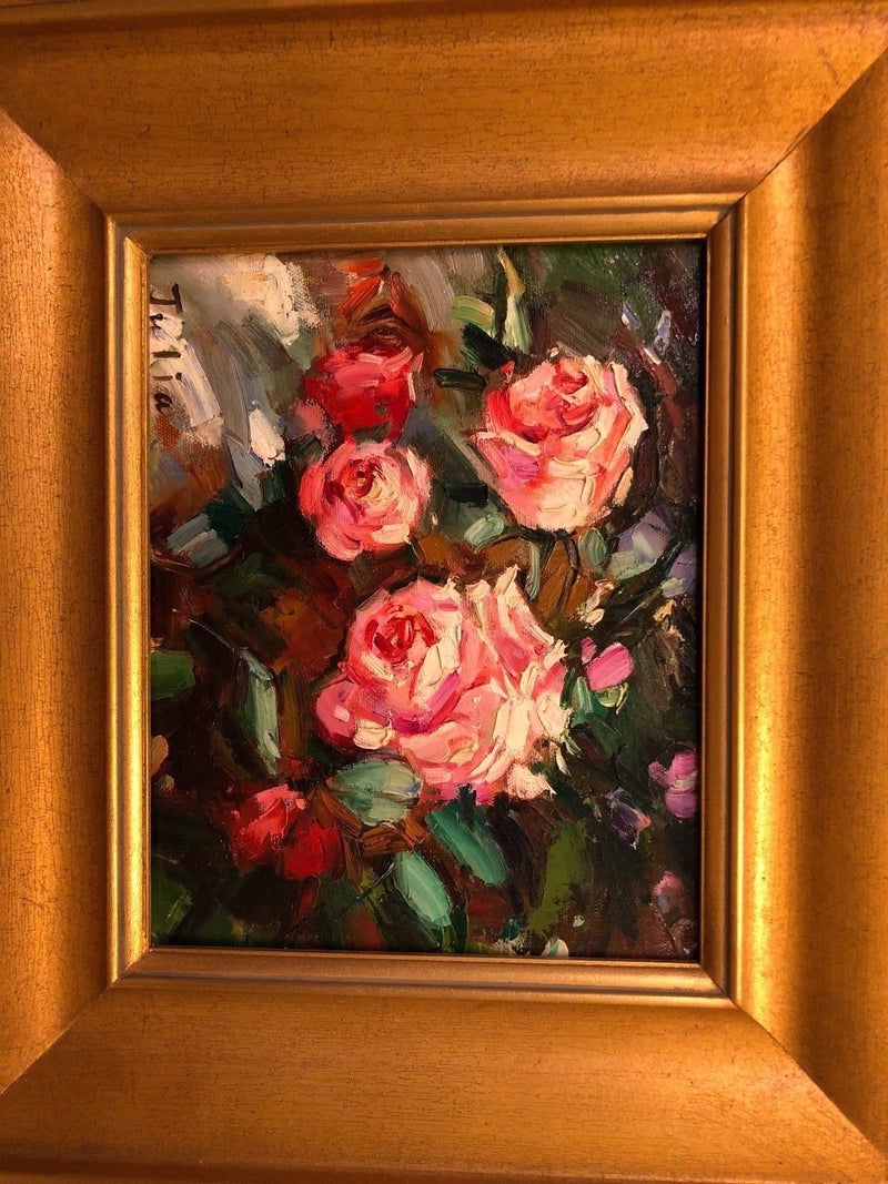 Oil on canvas of Roses - Framed and Signed by Artist