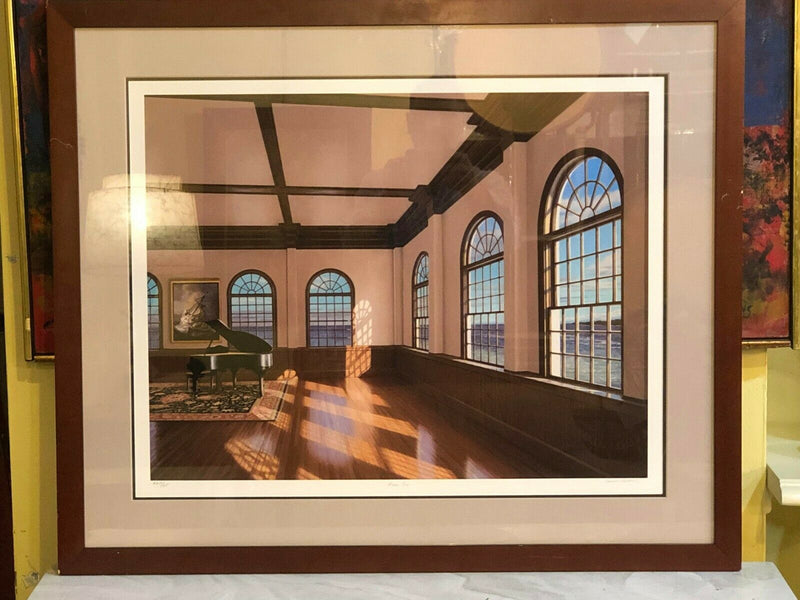 The Music Pier in a Mahogany Frame Signed Edward Gordon