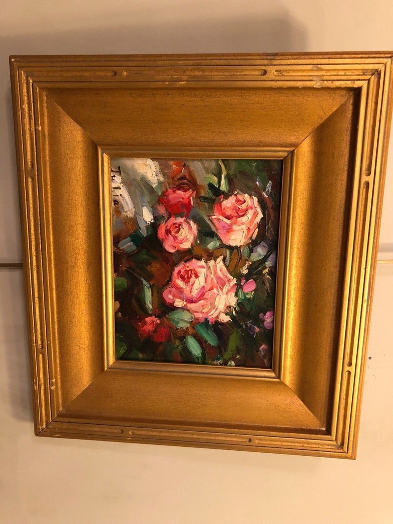 Oil on canvas of Roses - Framed and Signed by Artist